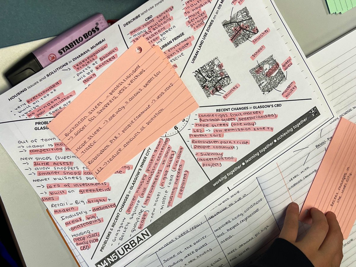 MrSimpsonGeo's tweet photo. Fantastic #revision of our #Urban topic being undertaken by #N5Geographers this morning - it may be coming up to the end of term but we are still driven by our values of #Ambition #Growth & #Success to be the best we can be! #retrievalpractice #geographyteacher https://t.co/Byko0S05Tz