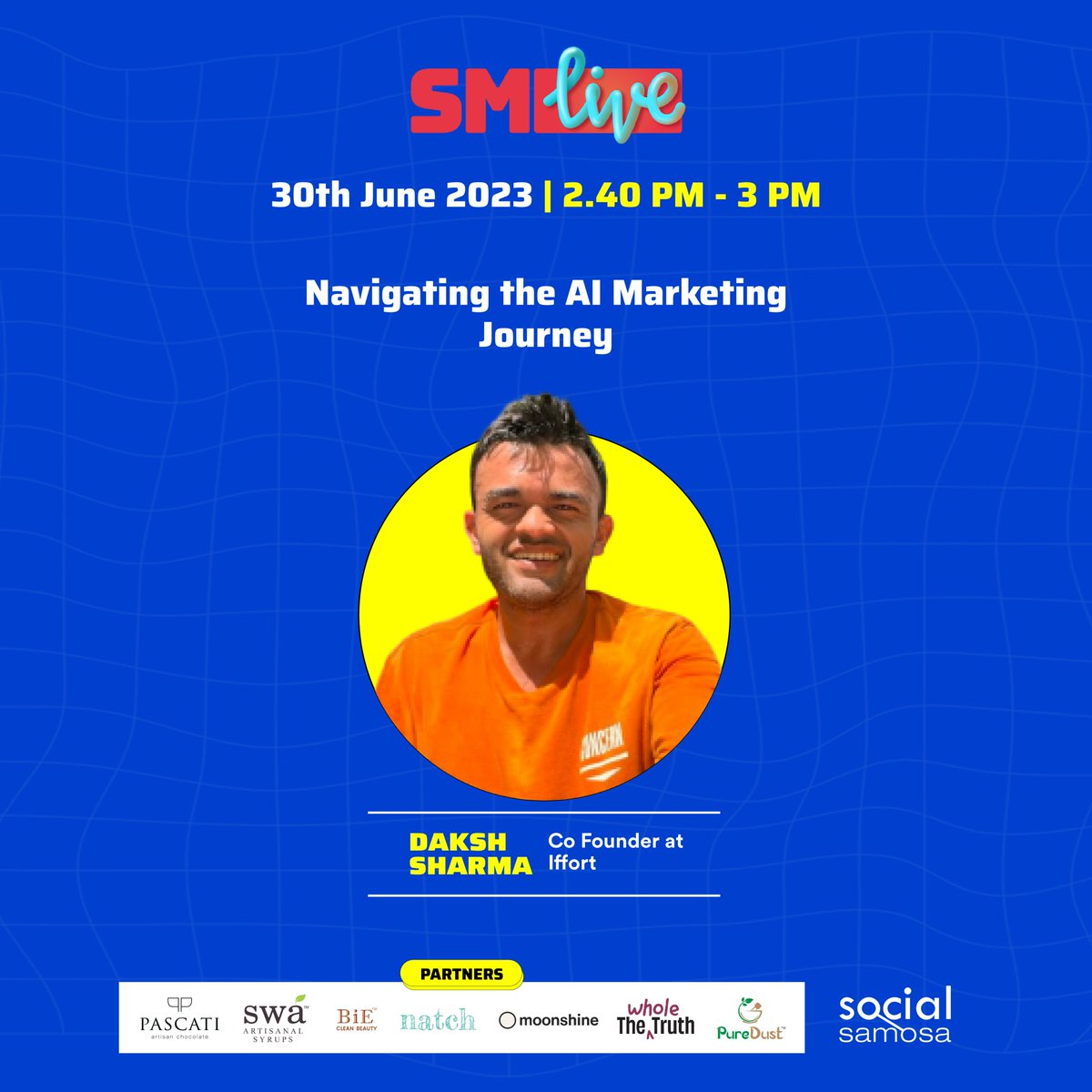 iffort's tweet photo. We're elated to share that our co-founder @indianterrain will be delivering a captivating session in the upcoming #SMLive Session on "Navigating The AI Marketing Journey", organized by @Social_Samosa.
Register now- https://t.co/sXLLn3Fqpi

#AImarketing #Livewebinar #SocialSamosa https://t.co/bwEWuVcWpq