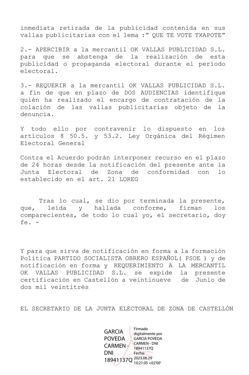 susana_ros's tweet photo. La junta electoral hace quitar (por unanimidad)las vallas contra el @psoe y el Presidente @sanchezcastejon . Queremos una campaña limpia y democrática no de bulos y mentiras como hacen las derechas. @PSPVProCS @SocialistesVal https://t.co/phhSRjNIn5