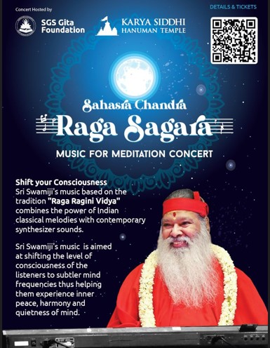 Sahasra Chandra Raga Sagara music for meditation Concert.Sri Swamiji's music, based on the tradition of 'Raga Ragini Vidya,' combines the power of Indian classical melodies with contemporary synthesizer sounds read more at nripage.com/.../sahasra-ch… #NRIPage #musictherapy #music