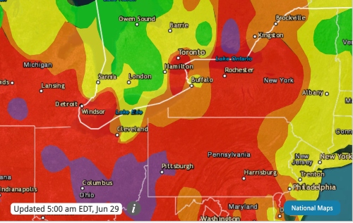 UPDATE/ALERT: The Air Quality Alert remains in effect in the #GLOW region until midnight. As of 6 a.m., the #AQI stood at 122, classified as "unhealthy for sensitive groups," an improvement of over 50 points from Wednesday. Widespread #haze is expected to continue until 2 p.m.
