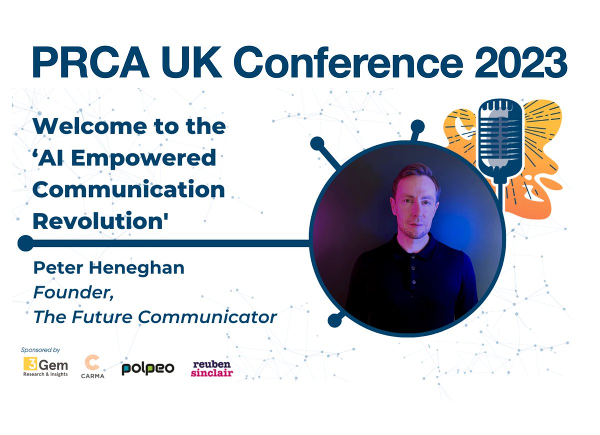 We will be involved with this year's <a href="/PRCA_HQ/">PRCA</a> Conference, with our founder <a href="/PeterHeneghan/">Peter Heneghan</a>  giving a keynote on AI, designed to empower communication professionals with AI insights and practical skills
Join us 12 July in London: prca.org.uk/event/6065/prc…