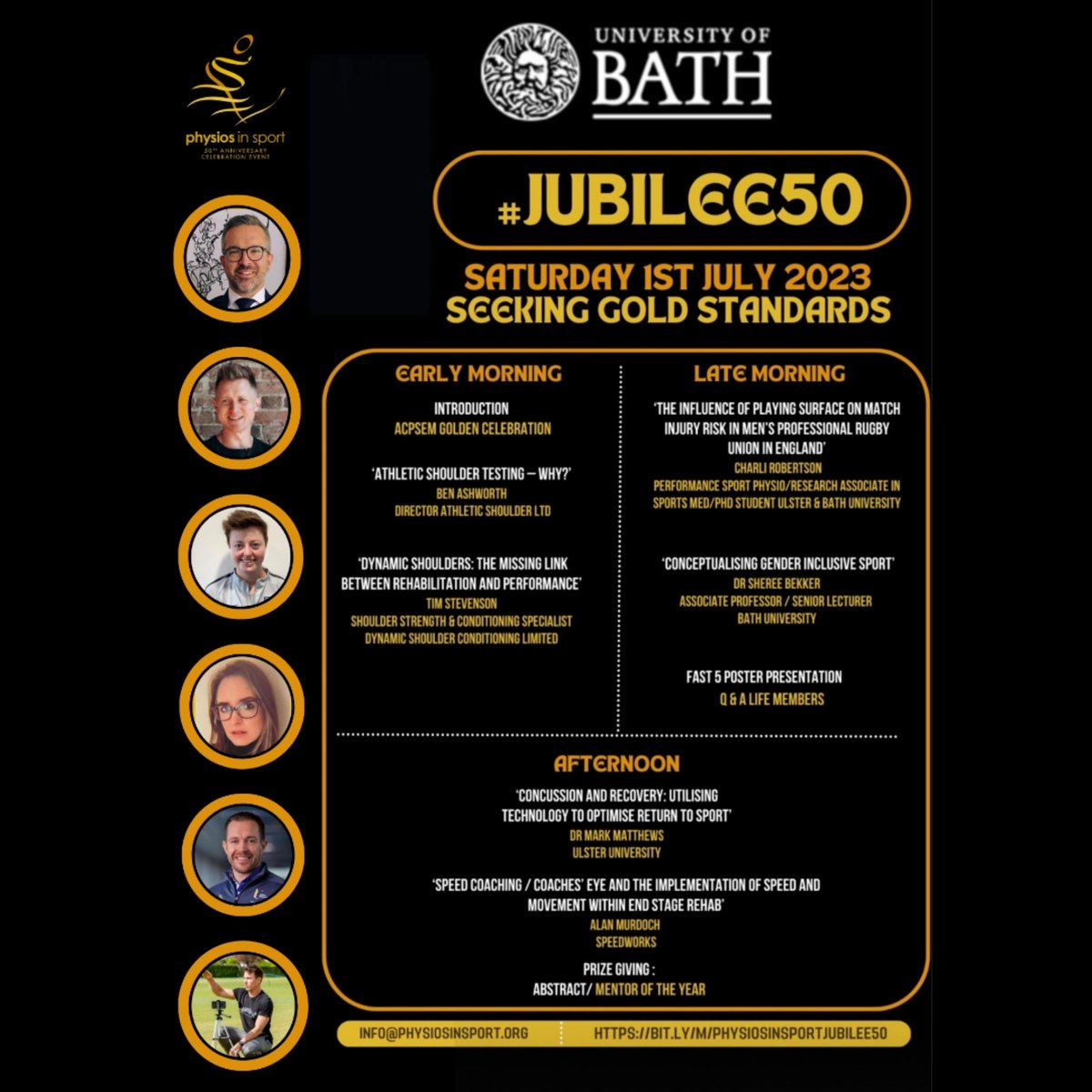 ACPSEM (@physiosinsport) on Twitter photo This Weekend...
50th Anniversary Event
In association with <a href="/BathSEM_SPY/">Uni of Bath SEM-SPY</a>
A host of speakers talking:
Shoulders
Surface Impact & Injury
Gender Inclusive Sport
Recovery awareness in Concussion
End Stage Rehab Speed Coaching
Book it now inc Recordings!
bit.ly/Jubilee50booki⦠This Weekend...
50th Anniversary Event
In association with <a href="/BathSEM_SPY/">Uni of Bath SEM-SPY</a>
A host of speakers talking:
Shoulders
Surface Impact & Injury
Gender Inclusive Sport
Recovery awareness in Concussion
End Stage Rehab Speed Coaching
Book it now inc Recordings!
bit.ly/Jubilee50bookiβ¦