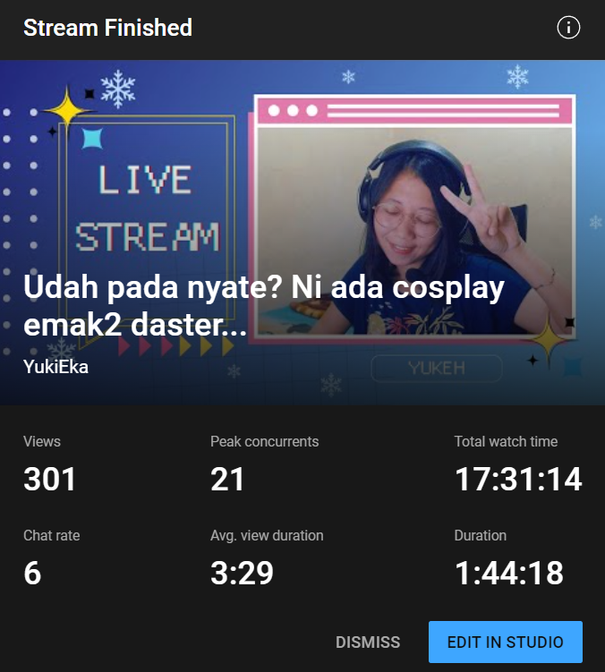 yukehhh__'s tweet photo. makasih teman-teman yg udah mampir~ dengan ini udah "rill" ya aku bakal stream on cam kalo udah mandi wowkokwo. kalo belum ya pake PNG~ tapi L2D udah ga dipake, karena ga kuat buat streaming :(

SALAM KENAL LAGIII 💙
YukiEka is a streamer now~ https://t.co/09ND8LqIO2
