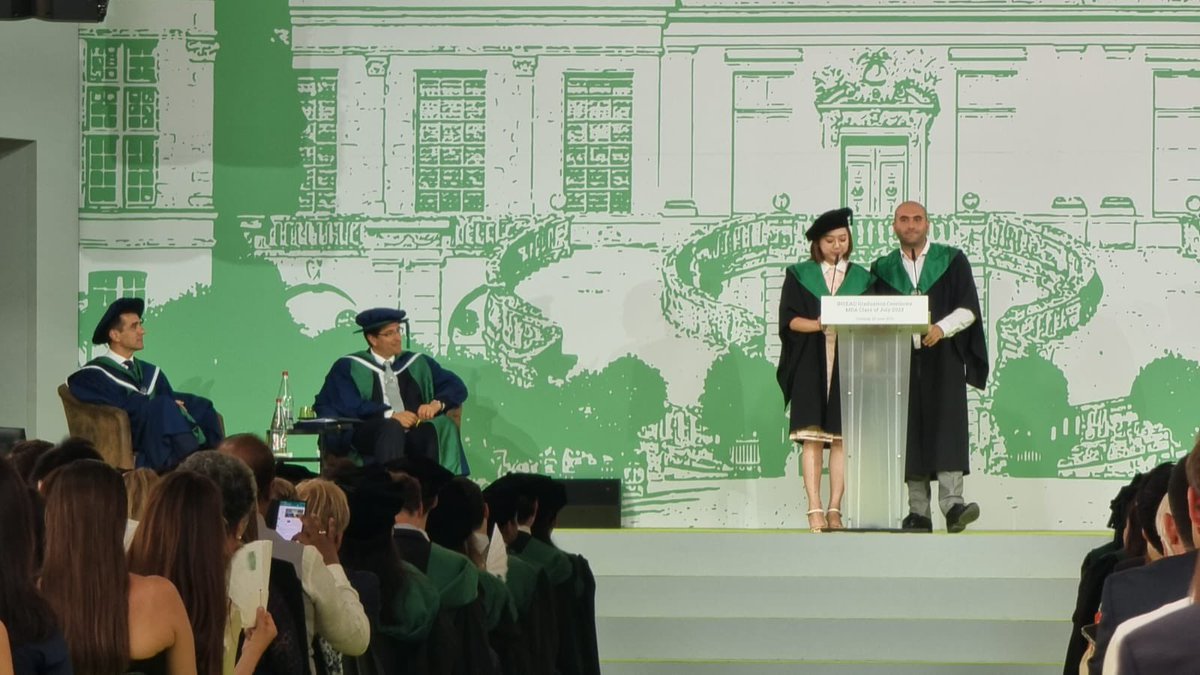 INSEAD's tweet photo. The MBA Class of July 2023 class speakers: “We flipped the me into we and became a family”. #inseadgrad #inseadmoments a https://t.co/ypfTRbaunT