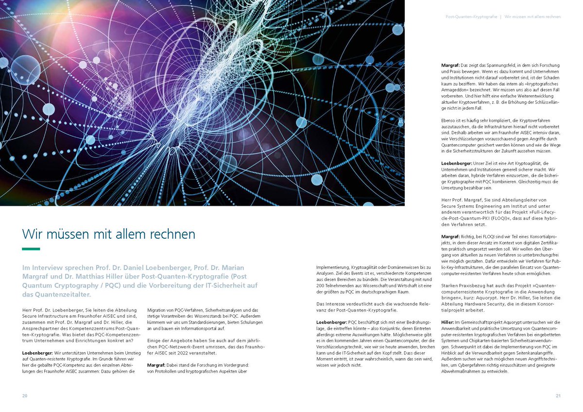 FraunhoferAISEC's tweet photo. Das »kryptografische Armageddon«abwenden – Wir entwickeln heute Lösungen, dass Quantencomputer morgen nicht die #ITSicherheit auf den Kopf stellen.
Mehr zu unserer Forschung zu #PostQuantenKryptografie im Interview: https://t.co/oHsmfaTO1p
#PQC #MitSicherheitinnovativ https://t.co/lcA0dugODM