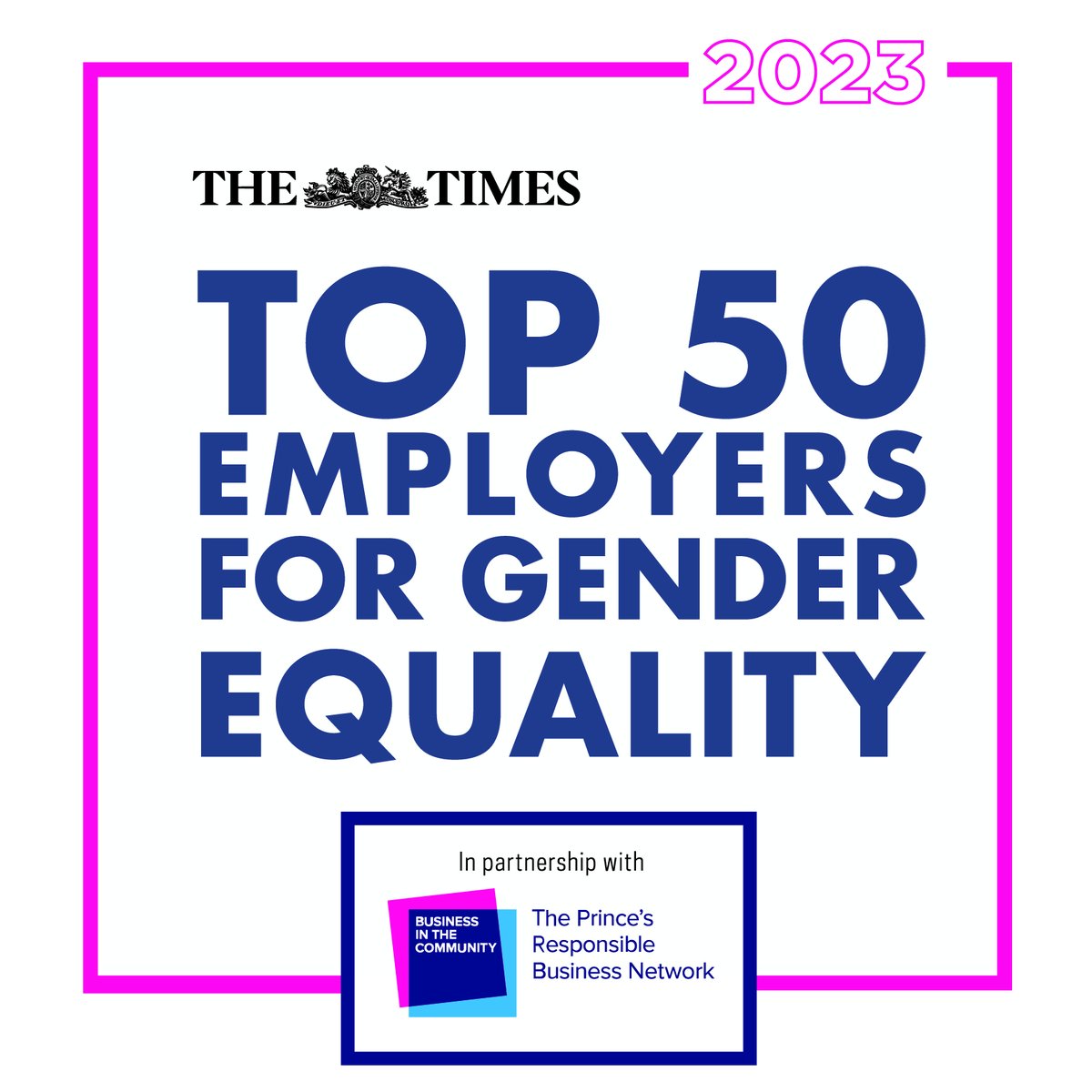 We're proud to be a #TimesTop50 employer for #GenderEquality. Addressing gender equality at work is crucial & this list compiled by @BITC recognises employers who are making real progress: