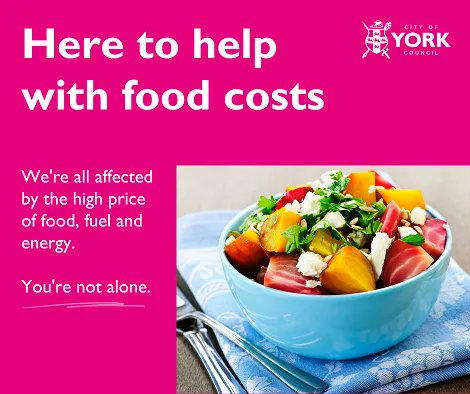 Community groups offer a variety of support including pay-as-you-feel cafes, Fare Share and community larders. Ask your local community centre what is available in your area. Find out where York’s food banks are, and more information at buff.ly/3PFNRk6