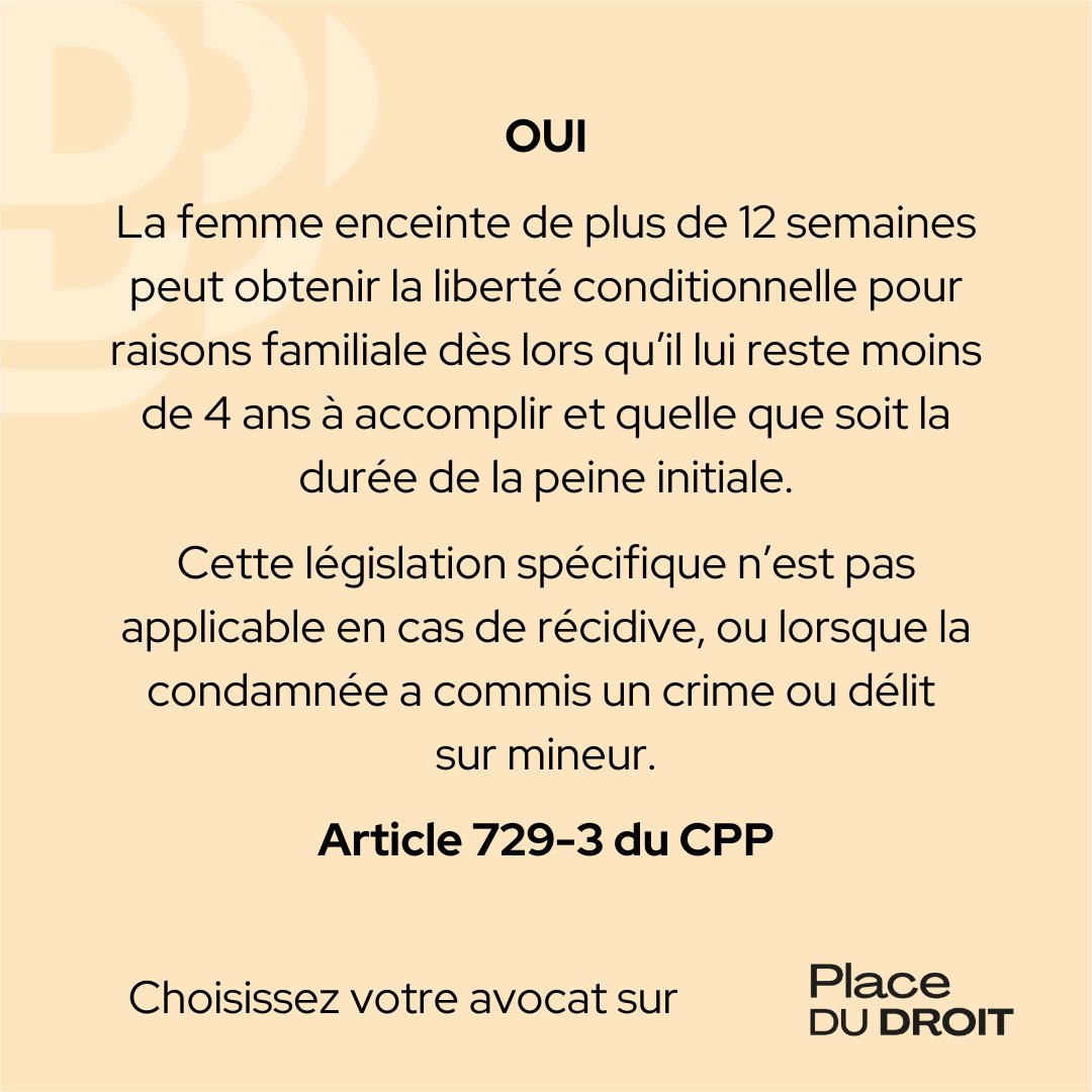 ❓ Une femme enceinte peut-elle obtenir une libération conditionnelle plus rapidement ?

#droit #droitpenal #facdedroit #prison #liberteconditionnelle