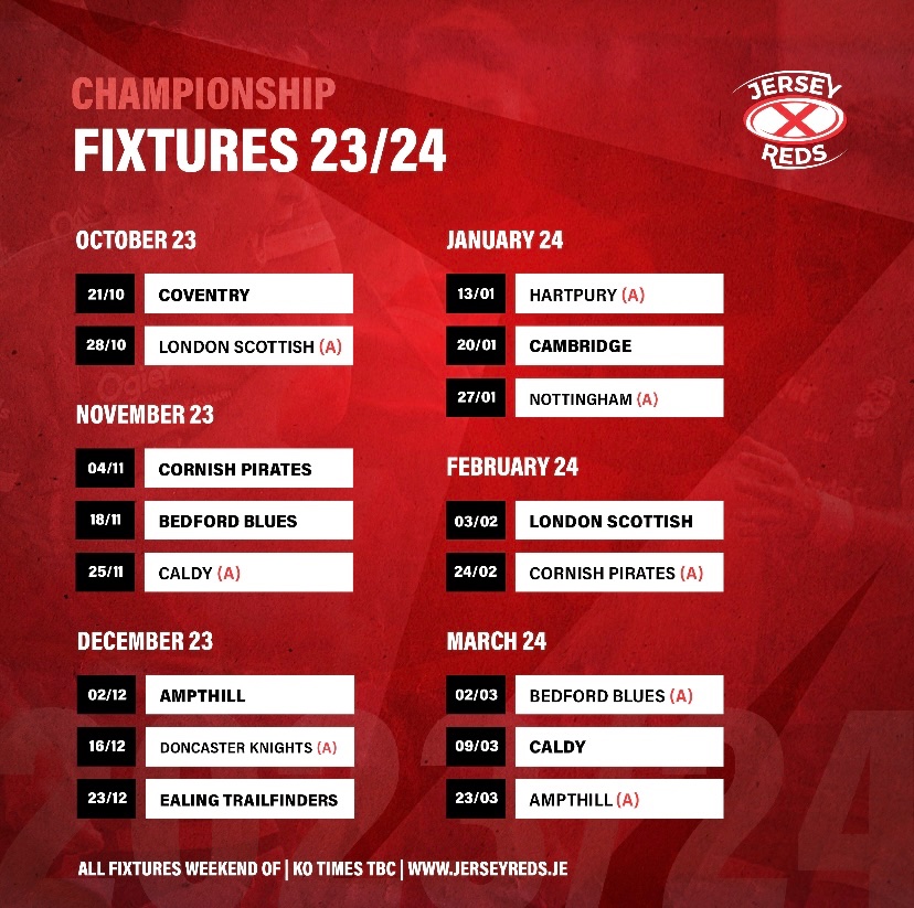 Jersey Reds on Twitter "LEAGUE FIXTURES! Here they are! Details https