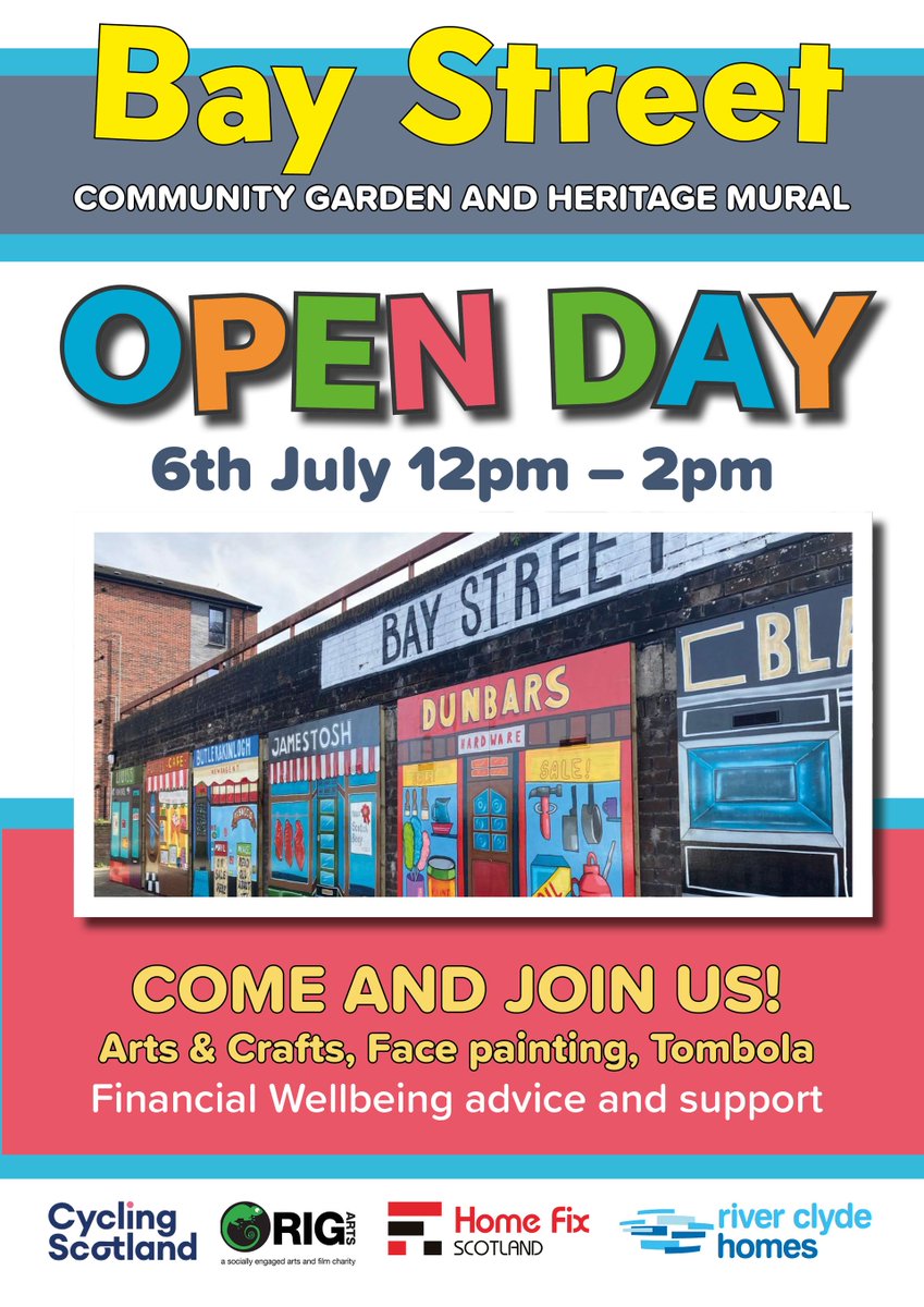 Come and join us at the Bay Street Open Day!
Free arts and crafts, tombola and face painting!
We will also be offering financial wellbeing advice and support.

#ImprovingLivesAndPlaces