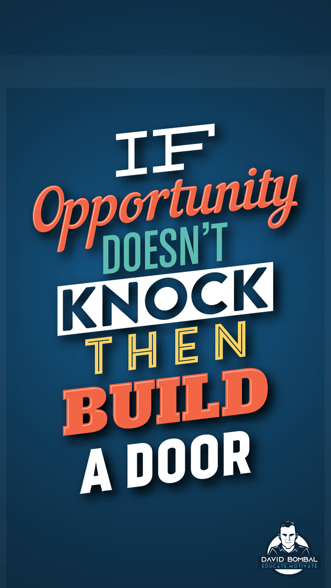 davidbombal's tweet photo. If opportunity doesn't knock then build a door.

#DailyMotivation #inspiration #motivation #bestadvice #lifelessons #changeyourmindset https://t.co/xY1YAziSoD