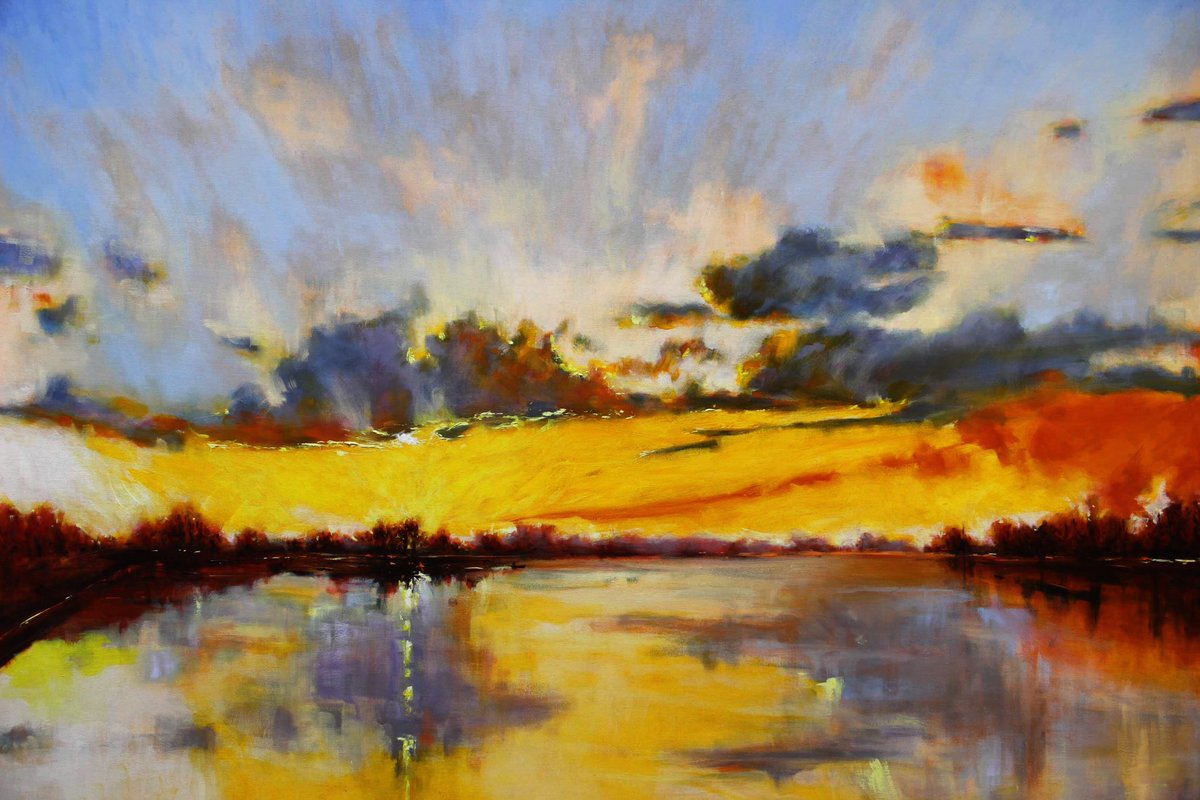 Throwback Thursday! I painted my favourite part ,a sunrise . 
#ThrowbackThursday #art #paintingoftheday #contemporaryart #landscapepainting #sold #artforthehome #creativeexpression #oilpainter #saatchiartist #interiorart 
.
.
.