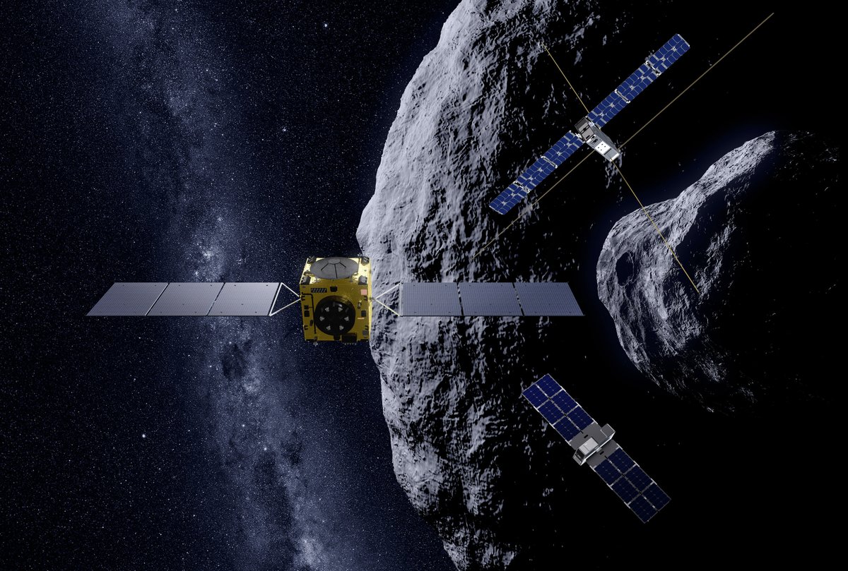 ESA_Tech's tweet photo. The #HeraMission to #Dimorphos takes with it 2 shoebox-sized #CubeSats. But they will be ejected at just a few cm/s. Any faster &amp; they might escape the #asteroid’s gravity &amp; be lost in space. This is the task of Hera’s Deep Space Deployers from @isis_space https://t.co/gURdxawEZv https://t.co/dOVUwtuPpI