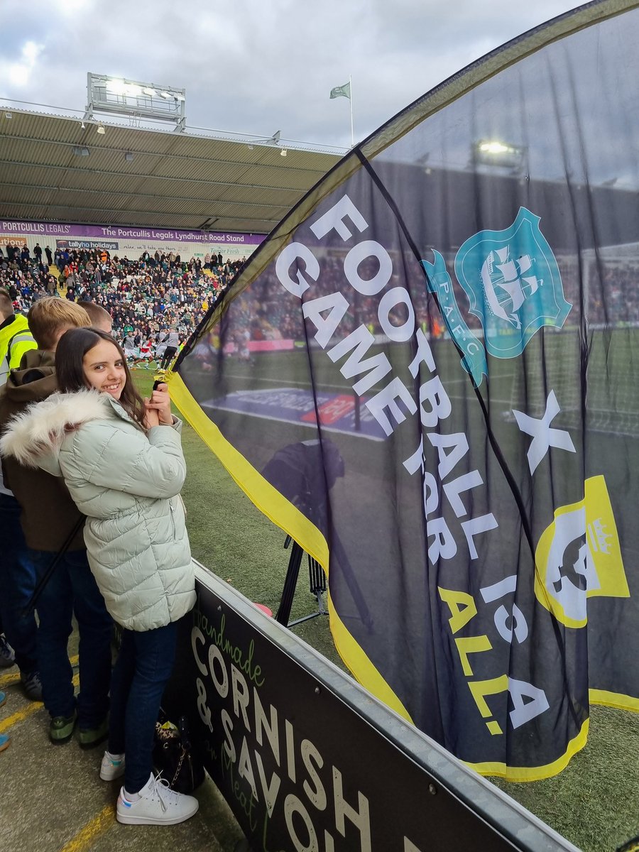 @HerGameToo My 11 year old granddaughter Megan , flying the flag at argyle this season 💚