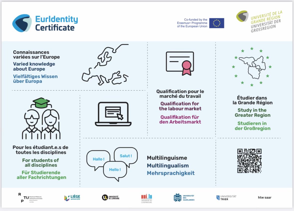 🇪🇺 "L'Europe entre universités" mardi à <a href="/uni_lu/">uni.lu</a> avec une journée interessante consacrée au projet <a href="/EUErasmusPlus/">Erasmus+</a> #EurIdentityCertificate porté par @UniGR_official ainsi qu'une conférence sur le travail en réseaux et la dimension européenne des universités transfrontalières