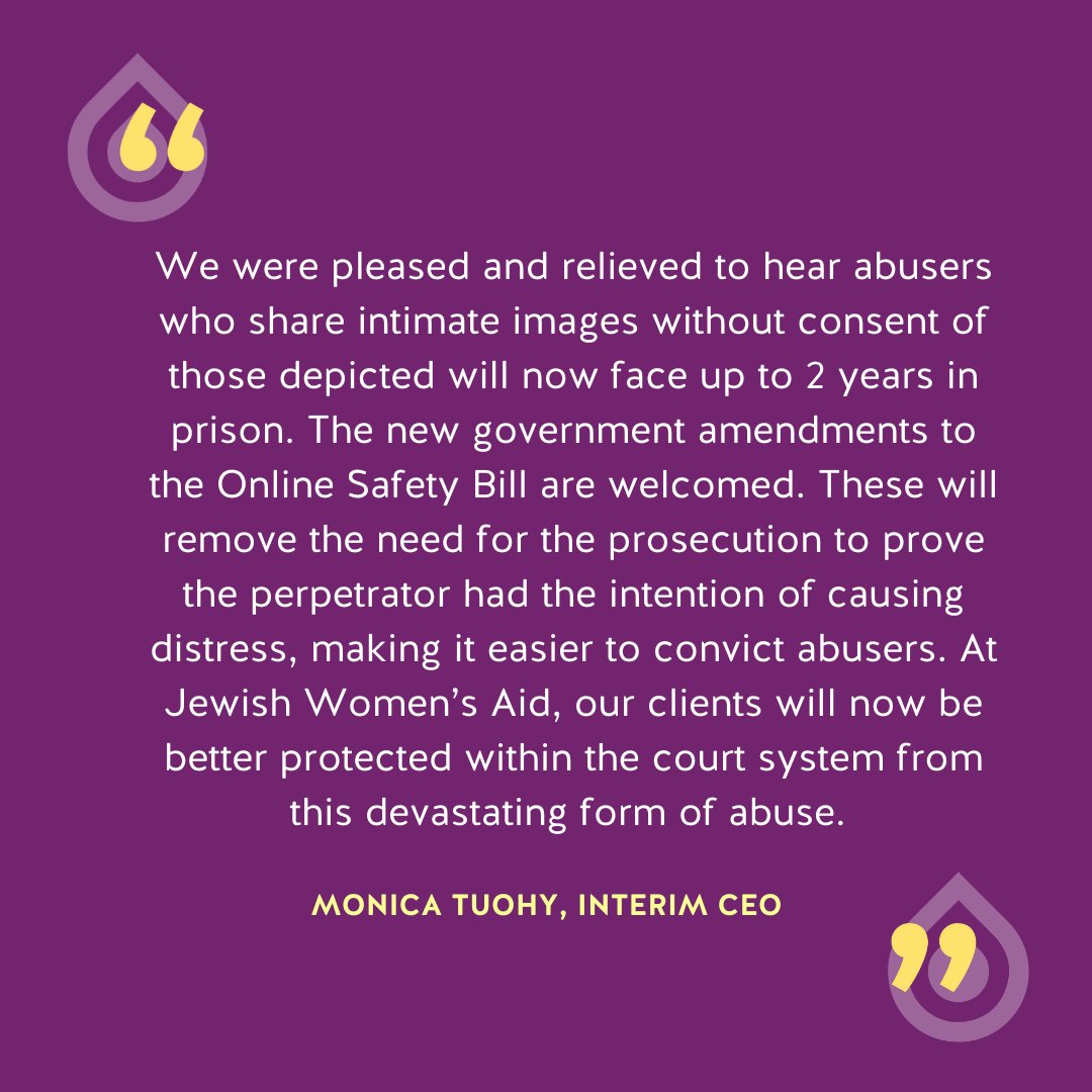 Our Interim CEO, Monica Tuohy, responds to the new amendments to the #onlinesafetybill that criminalises intimate image abuse.

You can learn more about this important change in law in the government briefing here: gov.uk/government/new…

#ministryofjustice #intimateimageabuse
