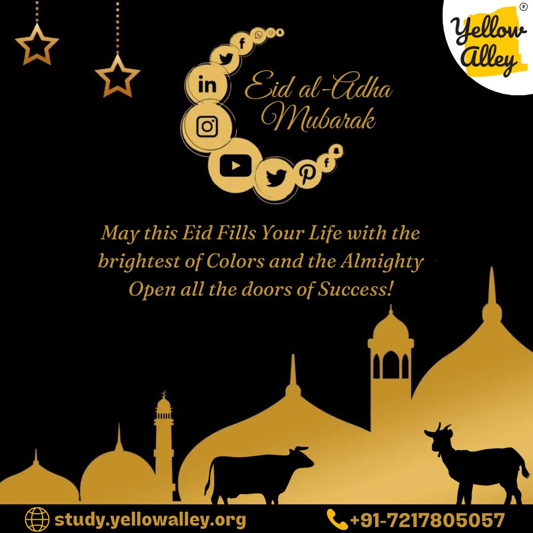 May this Eid fills your life with the Brightest of Colors and the Almighty Open all the Doors of Success.
Yellow Alley Wishes You all a very Happy Eid al- Adha !

#digitalmarketingtraining #digitalart #trainingcourse #onlinesolutions #socialmediamarketin #HappyEid #Eidaladha