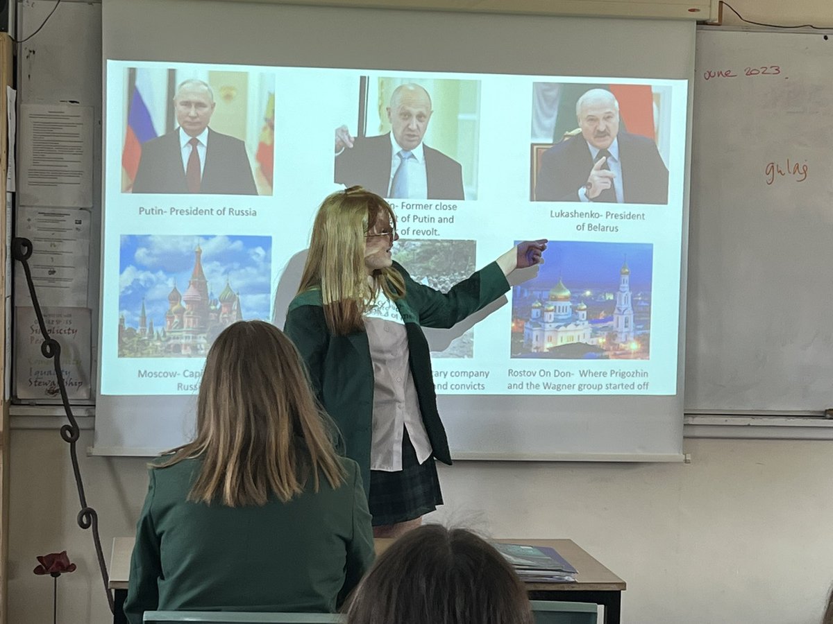 SibfordHistory's tweet photo. Maia offered to teach a section of the lesson today on recent events in Russia, drawing parallels with our studies of Conflict and Tension 1945-1975. She did a great job! 
#BeYouBeSibford #pupilsleadinglearning https://t.co/wnTiDuC9Ku