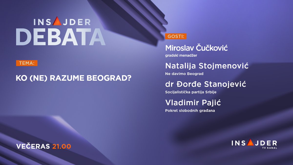 Insajder_net's tweet photo. Kako izgleda Beograd kada se gleda kroz aktuelni budžet?
Šta su gorući problemi glavnog grada iz ugla opozicije, a šta s pozicije vlasti?
Ko (ne) razume da su Beograd i Vračar i Zuce?
#InsajderDebata @SuzanaTrninic https://t.co/4ylb2tDkD7