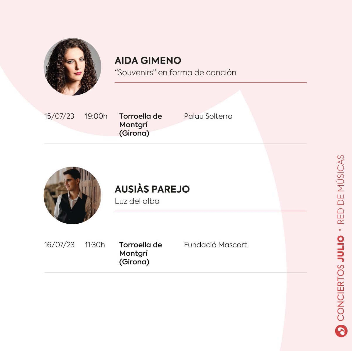 jmspain_'s tweet photo. Disponible la programación de #julio de #RedDeMúsicas 🎶

👩🏼‍💻 También podéis consultarla en nuestra web https://t.co/fntfTsEoIQ

#juventudesmusicales #jmspain #conciertos #music #jóvenesmúsicos #jóvenesintérpretes #música #talento #conciertosespaña https://t.co/5QLoJVEZIM