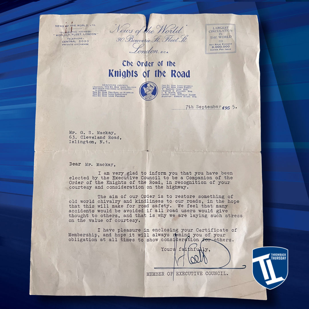 Started by George Mackay Snr and formally Forward Traffic Services, the business was already getting noticed in the 1950s for all the right reasons...

#throwbackthursday #theorderoftheknightsoftheroad #chivalry #courtesy #service #haulage #stalbans
