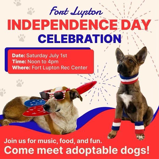 SoulDogRescue's tweet photo. This Saturday join us &amp; Celebrate Independence Day with food, fun, music &amp; adoptable dogs!! We will be there from 12-4, with a handful of adorable dogs! #fortluptoncolorado #fortlupton #adopttoday #dogsofcolorado #coloradodogs #thingstodocolorado #coloradoevents #coloradolife https://t.co/OTJaGt2Ip8