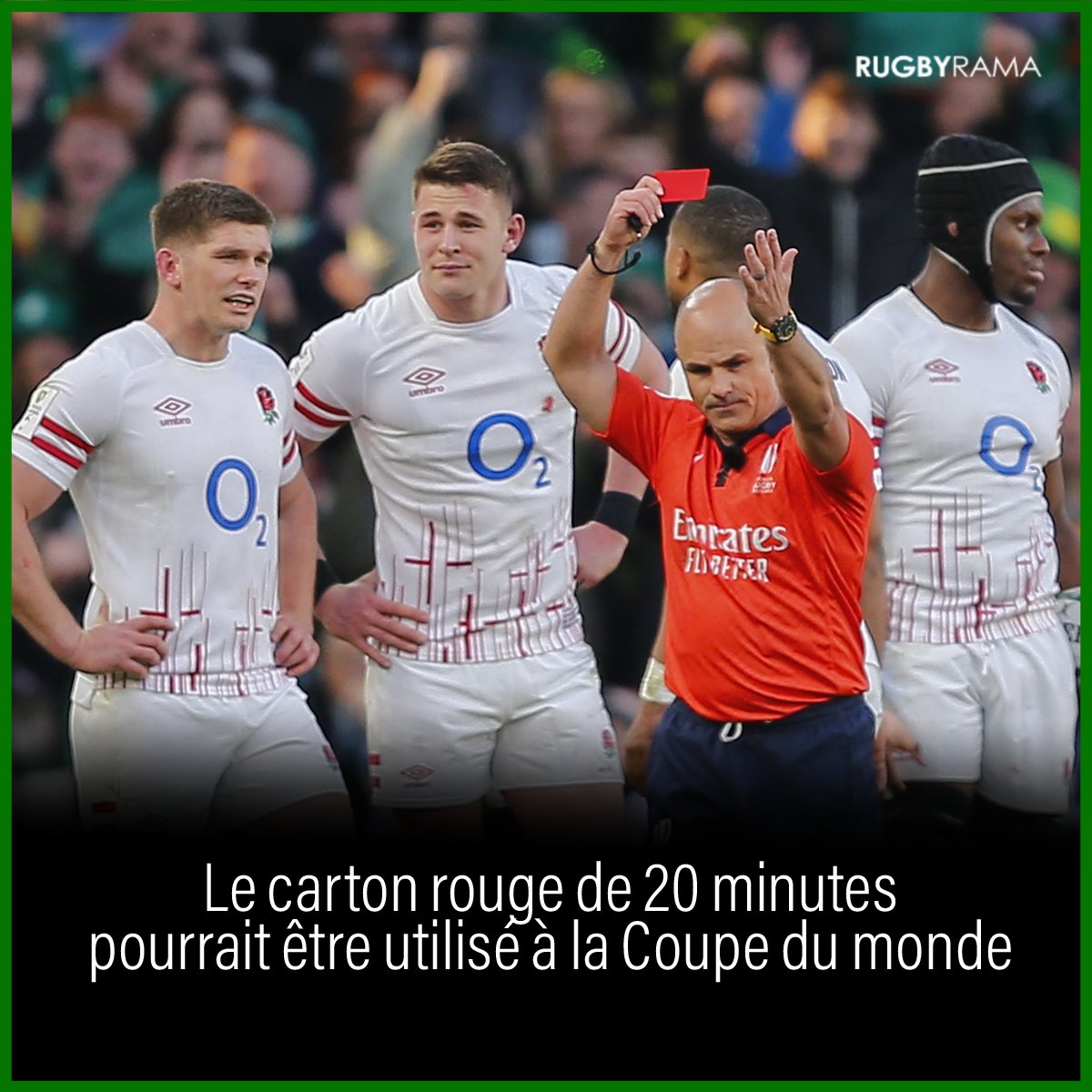 Le processus du 'bunker' pourrait être mis en place lors de la Coupe du monde 2023. Ce procédé laisserait une durée de 10 minutes à l'arbitre vidéo pour transformer un carton jaune en carton rouge s'il estime cette décision nécessaire.

Toutes les infos > shorturl.at/dizSX