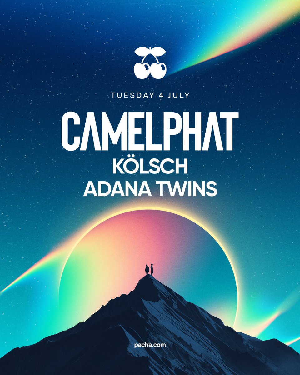 Next TUESDAY… HUUUUUGE!!! 🤯
Very Special Guests 
<a href="/kolschofficial/">Kölsch</a> + <a href="/AdanaTwins/">Adana Twins</a> 

Tickets: pacha.com/event/camelpha…