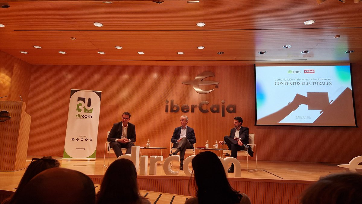 Interesante conversación sobre relaciones institucionales en contextos electorales con Miguel Ferre y Miguel Alba de <a href="/KreabEspana/">Kreab España</a> promovida por <a href="/DircomARA/">Dircom Aragón</a> y moderada por Enrique Barbero, dircom y RRII de <a href="/ibercaja/">Ibercaja</a> .
#comunicacion #relacionesinstitucionales