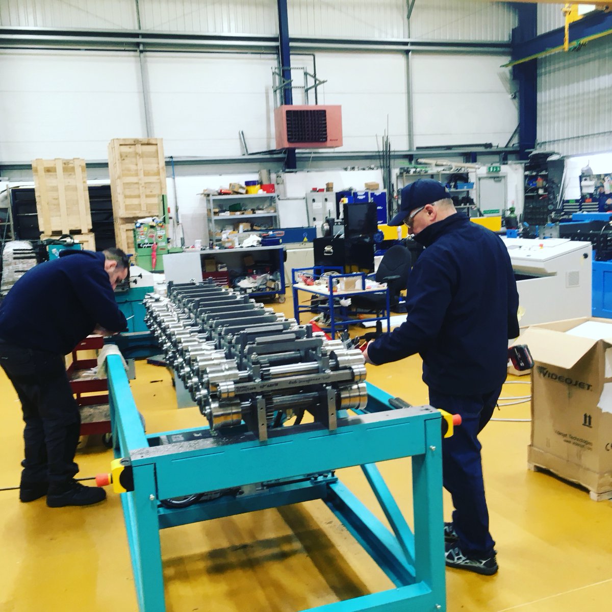 boxer_design's tweet photo. One of our #rollformers getting finishing touches from the team. 
#mfg #sheetmetalforming #industrialmachinery #engineering https://t.co/RtNTHAyiZ5