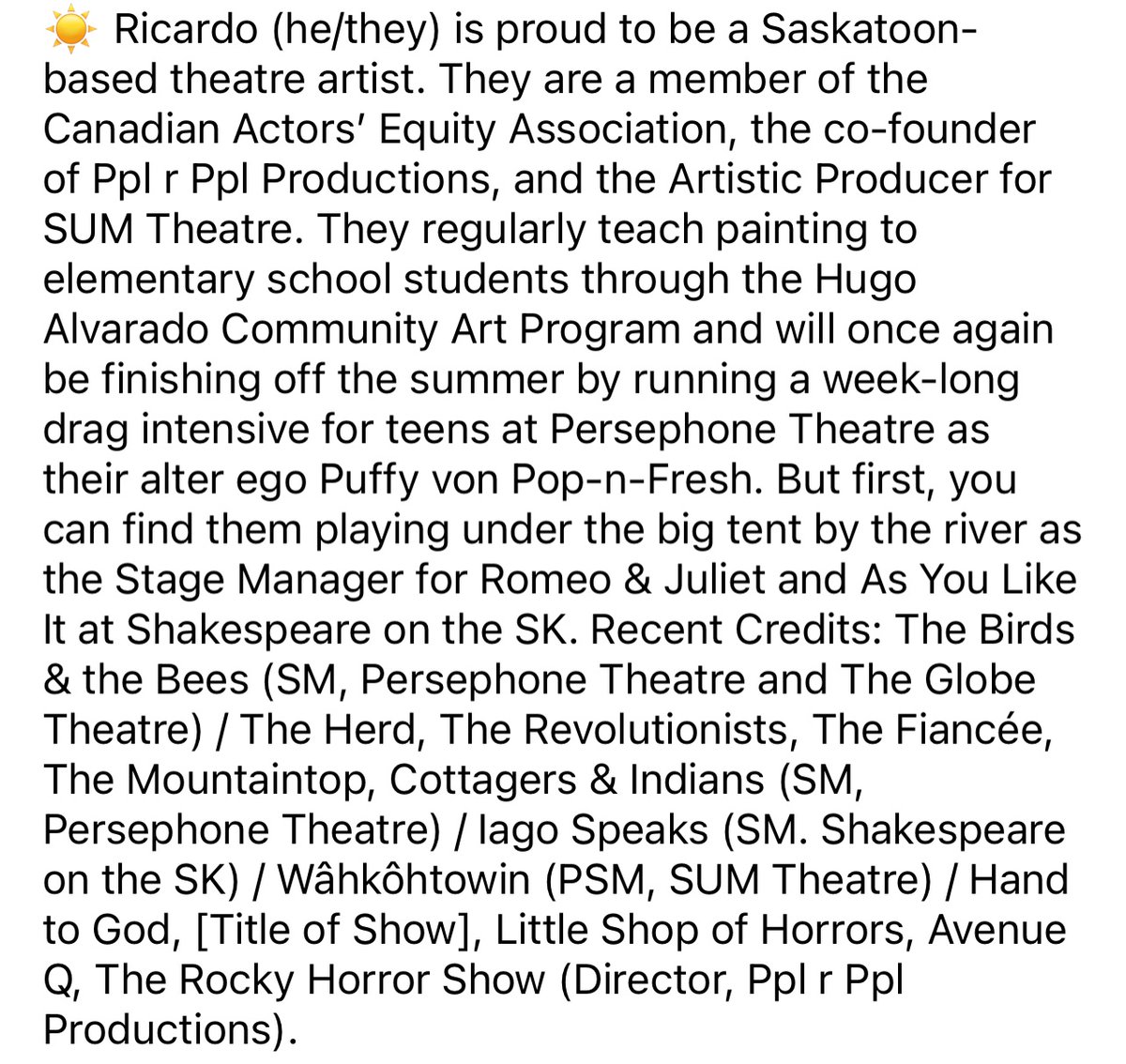 MEET THE TEAM!! 🚀
Mackenzie Dawson (Co-Director/Associate Artistic Director) &amp; Ricardo Alvarado (Artistic Producer)
💛💛💛

#meettheteam #zerogravity 
#theatreinthepark #sumtheatre 
#yxearts 
#yxe