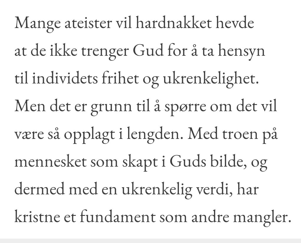 Enig at det er en god intellektuell øvelse for flere å begrunner sinne etiske vurderinger.

Men <a href="/Dagen/">Tidningen Dagen</a> 's "kritikk" av ateister/humanister her er så svak at jeg klarer ikke ta det seriøst...