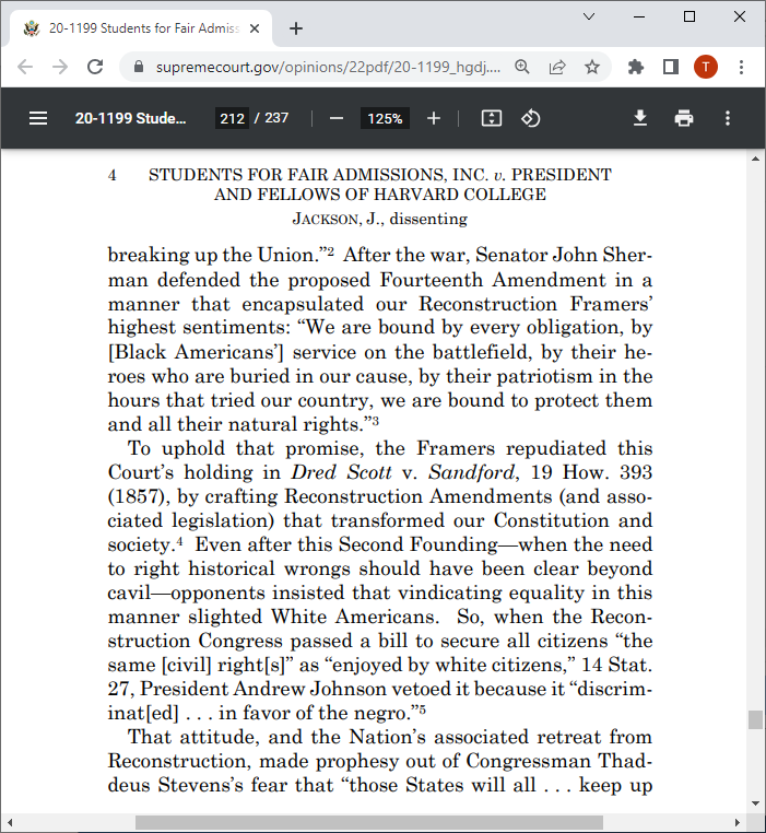Is KBJ's opinion the first in U.S. Reports to refer to Reconstruction as a "Second Founding"?