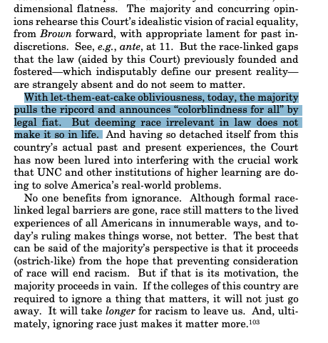 WOW from KBJ's dissent in the affirmative action cases: