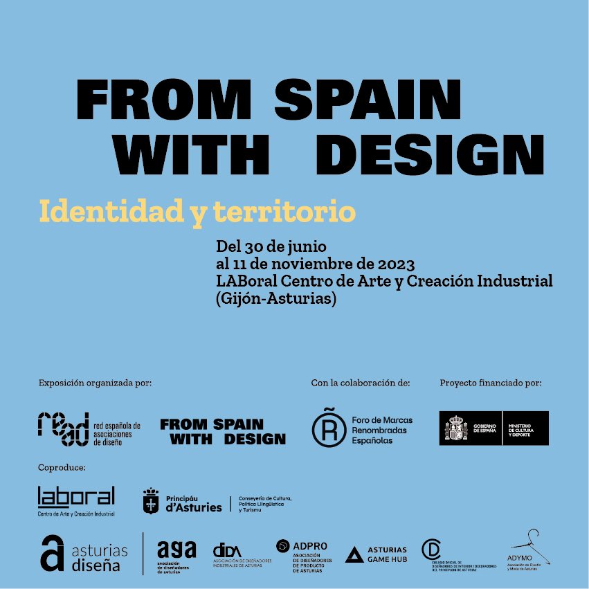 📢 Te invitamos a la inauguración de la exposición ‘From Spain With  Design. Identidad y territorio’, que tendrá lugar mañana 30 de junio a  las 19:30h en el <a href="/LABoral/">LABoral Centro de Arte y Creación Industrial</a> de Gijón,  Asturias. ¡Te esperamos! <a href="/Foro_READ/">READ</a>