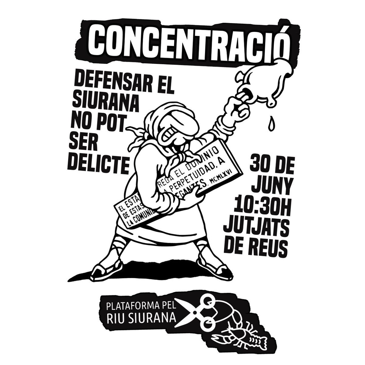 Per defensar que l'aigua del Priorat no continuï sent expoliada per la "Comunitat de Regants de Riudecanyes", els demanen:
Ministeri fiscal:
7.738.85 + costes
Comunitat de "regants"
10.800€ + 11,5 anys de prohibició d'acostar-nos a 500m de l'assut + 4 anys de presó per cap