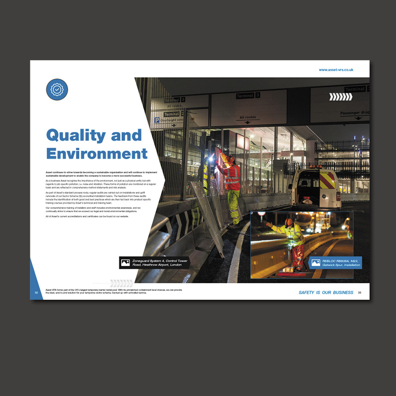 SW1_Marketing's tweet photo. Brochure design for a customer within the civil &amp; infrastructure arena. Their substantial range of vehicle restraint systems called for a 36-page brochure ensuring the products shone whilst remaining on brand.
 
Check out our brochure design services here: https://t.co/g0Za1Jsh07 https://t.co/OUAs9QVLjP