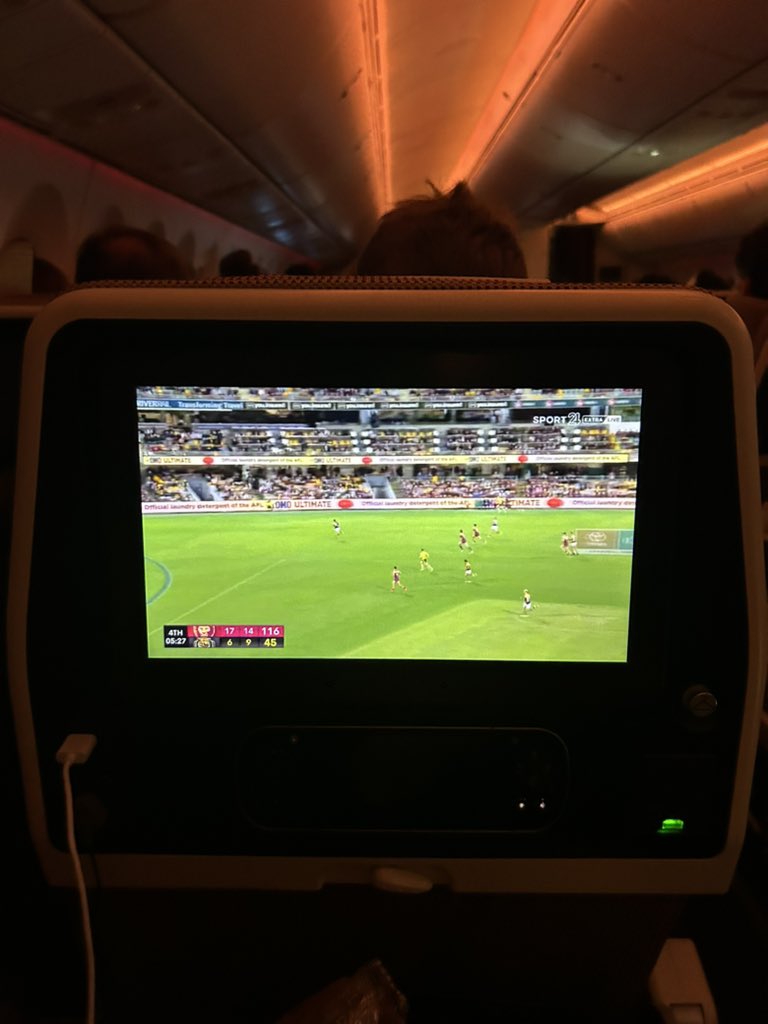 I’m currently 36,000 feet in the air over the Indian Ocean watching a live game of footy. Crazy world we live in <a href="/trowser/">Tom Rowse</a>