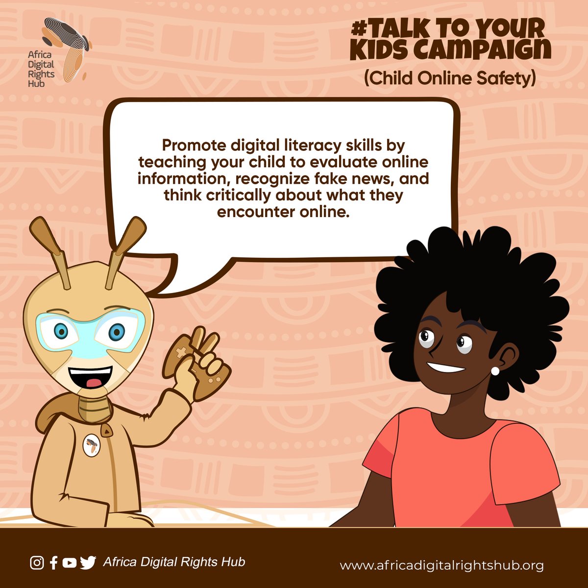 hub_adr's tweet photo. Parents! Promote digital literacy skills in your child. If they ever come across something they want to verify, encourage them to turn to you or their teachers for guidance. Together, let's equip our kids with the skills to navigate the digital world with confidence&amp; discernment https://t.co/iIMdUYbubL