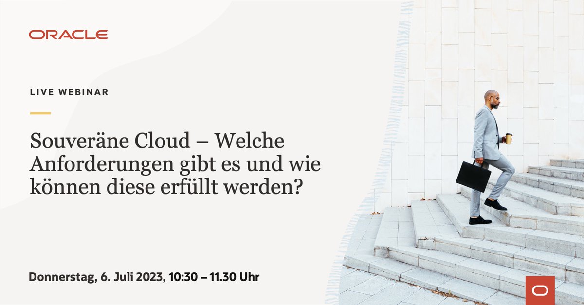 Souveräne Cloud – Welche Anforderungen gibt es?

Der Begriff Digitale Souveränität gewinnt zunehmend an Bedeutung. Im Webcast zeigen wir auf, wie Unternehmen und Behörden hiermit umgehen können. social.ora.cl/6010PDn4u