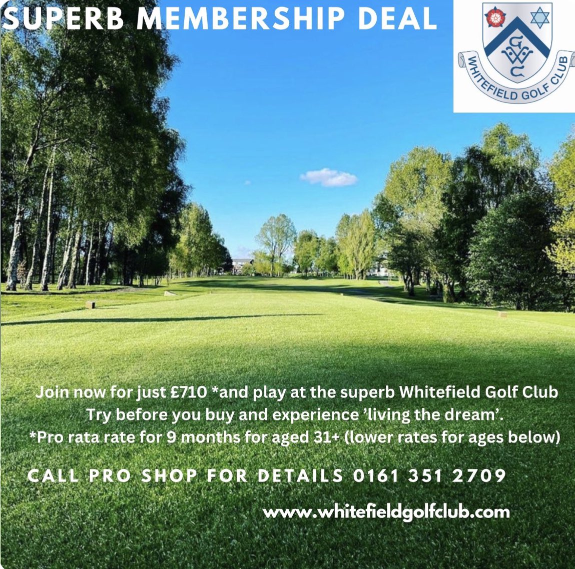 WhitefieldGolfC's tweet image. The sun is  back ☀️ so here’s an offer you can’t refuse. Great membership deals at Whitefield Golf Club #comps #swingroom #rollups #dreamgolf ⛳️🙌. 

Re tweet for a chance to win a FREE 4 ball. Random winner drawn 11th July