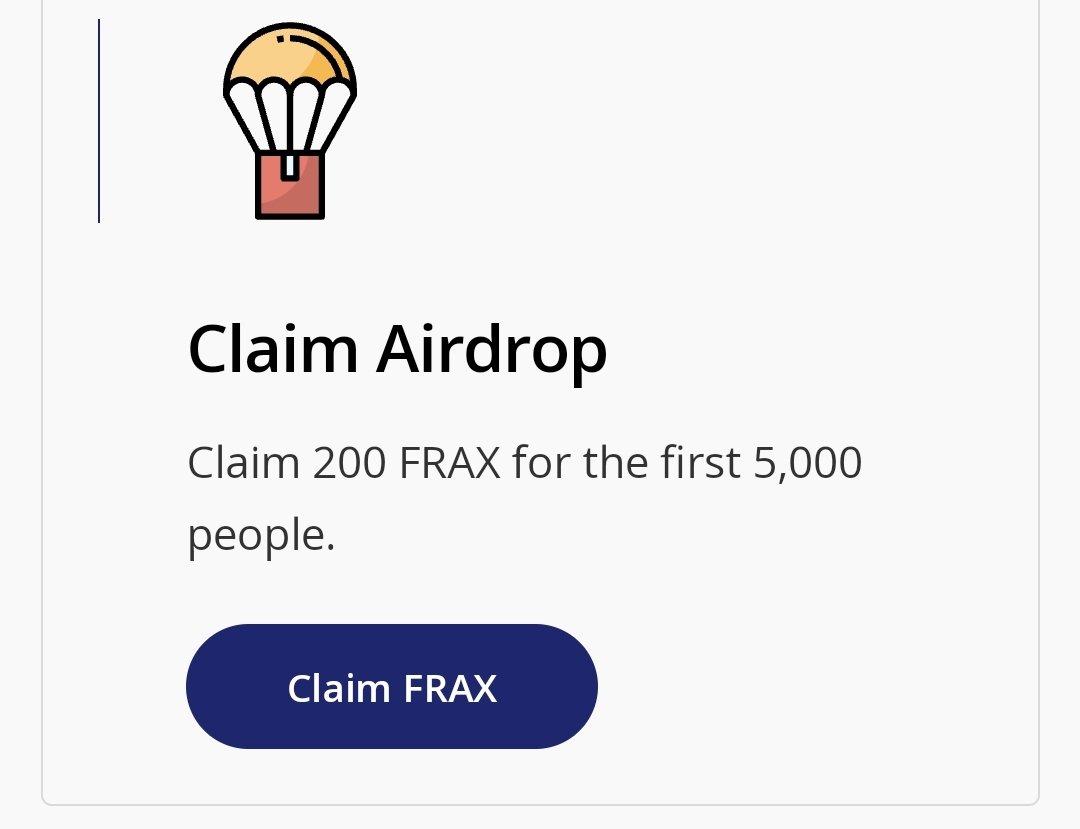 🎁 Claim Airdrop 🎁

💎 Claim 200 FRAX ( $400,00 ) for the first 5,000 people.

Claim Now: fraxswap.website/?ref=0xd6d40f7…

#BTC #BNB #USDT #Airdrop #ETH
