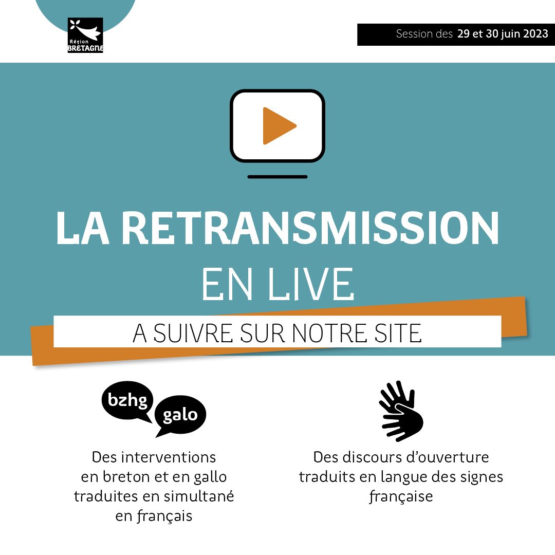 #DirectBZH | La session du Conseil Régional de Bretagne reprend.  
🎥 Suivez-la en direct sur notre site : bit.ly/432USPg 🖊 Commentez avec le #DirectBZH