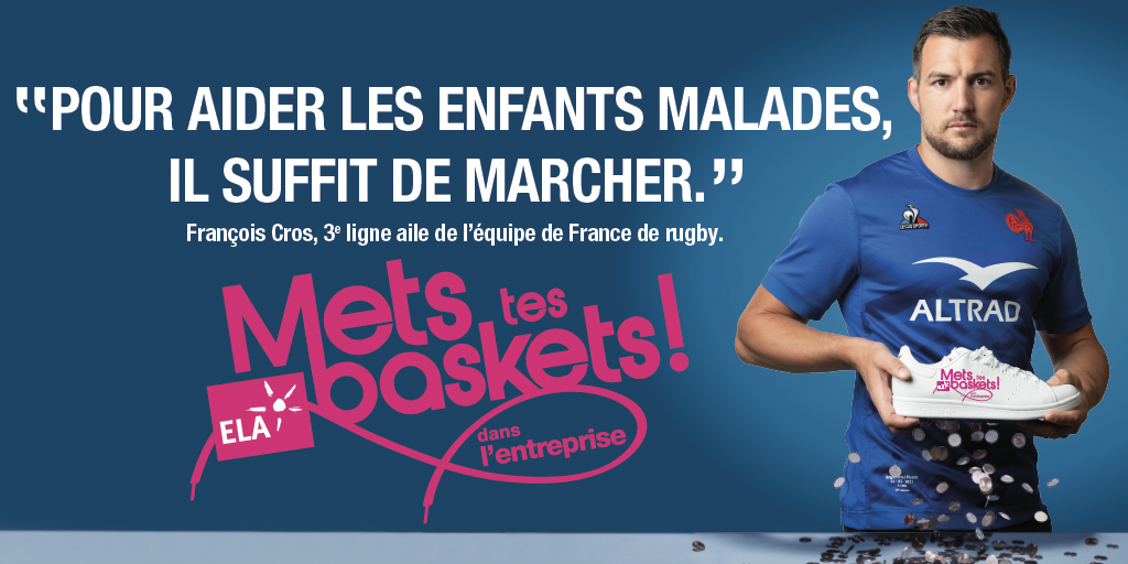 Comme notre parrain François Cros, soutenez le combat d’ELA contre les #leucodystrophies. 

Participez à “#Metstesbaskets dans l'Entreprise” : lors d’1 journée de travail, faites le + de pas possible pour les enfants malades et transformez-les en dons.

ela-asso.com/mtbe