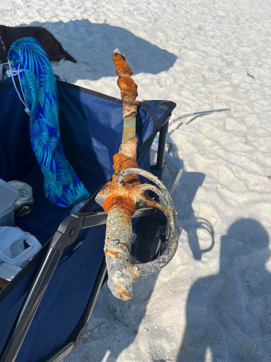 SWHesq's tweet photo. Someone found a sword in the water off Pensacola Beach. https://t.co/uIP5feLq47