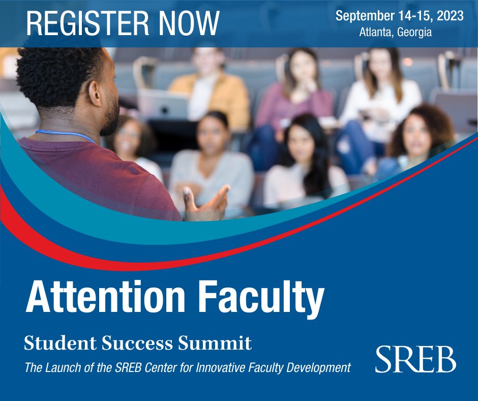 srebeducation's tweet photo. Are you a faculty member at a two- or four-year university? Save your spot at the SREB Center for Innovative Faculty Development launch! The center promotes faculty teaching support from regional + national experts. https://t.co/asAug6GXxU #SREBFacultyDev #facultydevelopment https://t.co/BdnWuUI7gu
