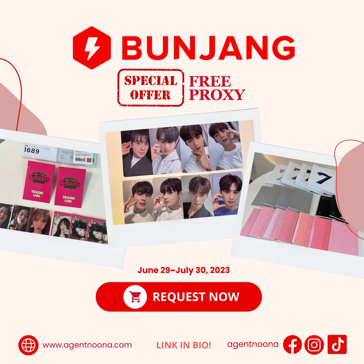 agent_noona's tweet photo. 🎉FREE Proxy Buying on All Bunjang Purchases! 🎉
📆 6/29~7/30

Link: https://t.co/U8XSTuSZYb!

#kpopgo #bunjanggo #bunjangproxy https://t.co/TbZ4r1E1nJ