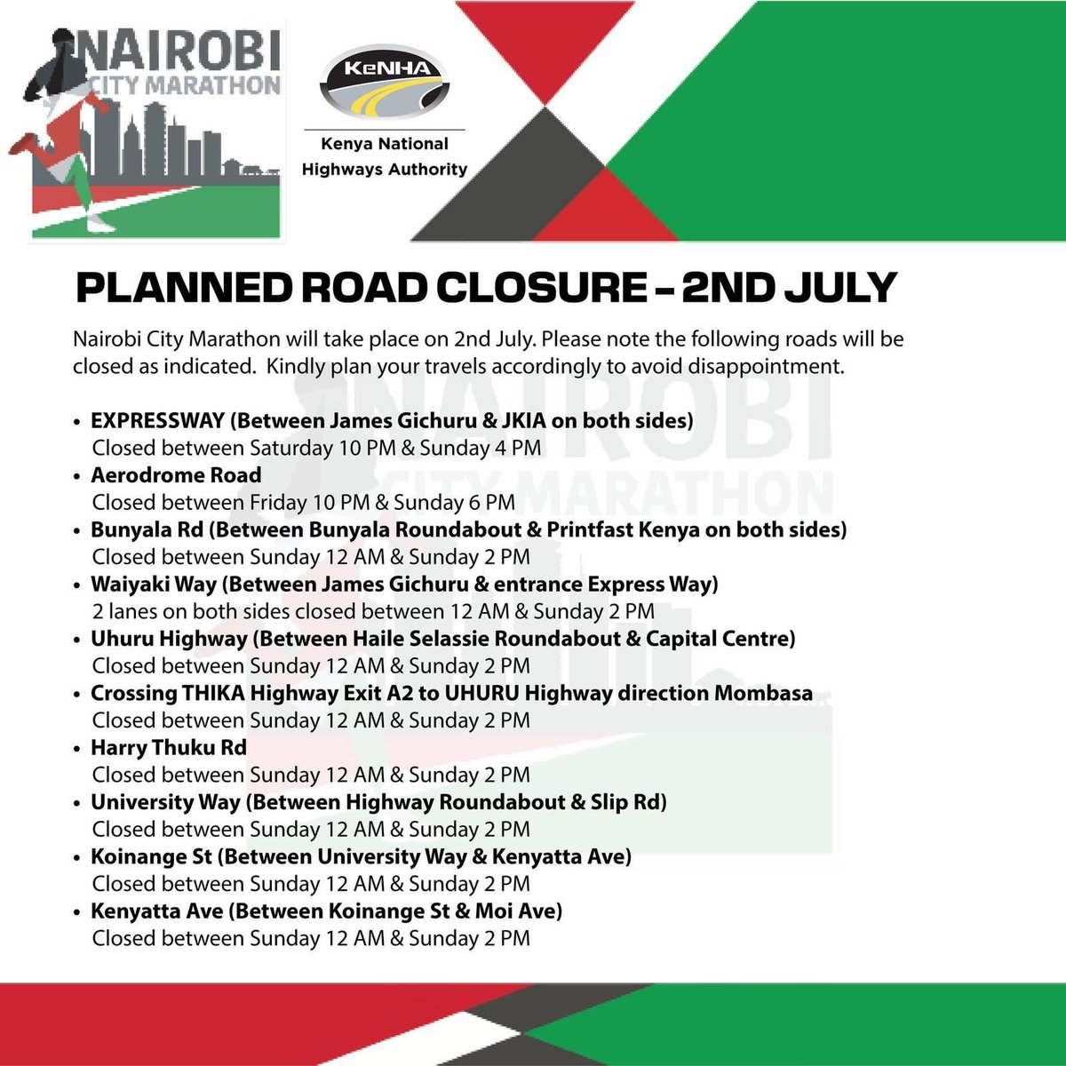 @Ma3Route 
@roadsvolunteer 
@roadsensekenya 
@CitizenRoadHog 
@PRSA_Roadsafety 
@suemc_phee 
@tycoontraffic