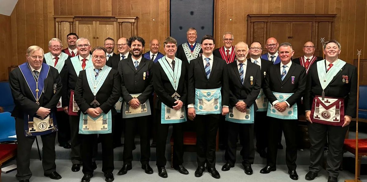ShropshireMason's tweet photo. Shropshire Provincial Grand Stewards’ Lodge, No. 9971 on tour last week in Welshpool, raising brother Sam from St. Padarn Lodge, No. 5472 #Freemasons #Freemasonry https://t.co/Fr7uMFbzXc